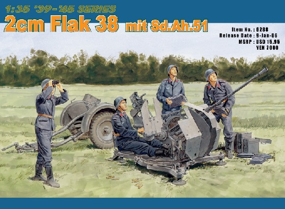 1/35 ドイツ2cm対空砲Flak38 w/Sd.Ah.51トレーラー