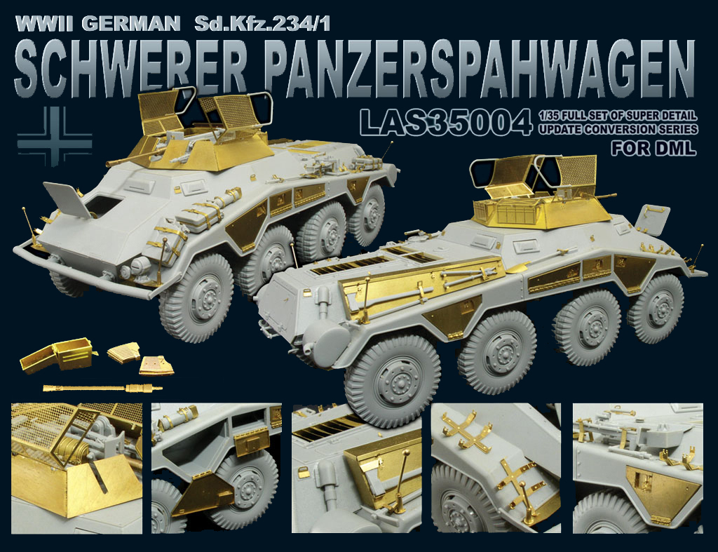 1/35 Sd.Kfz.234/1 SCHWERER PANZERSPAHWAGEN用エッヂングセット（FOR DML)