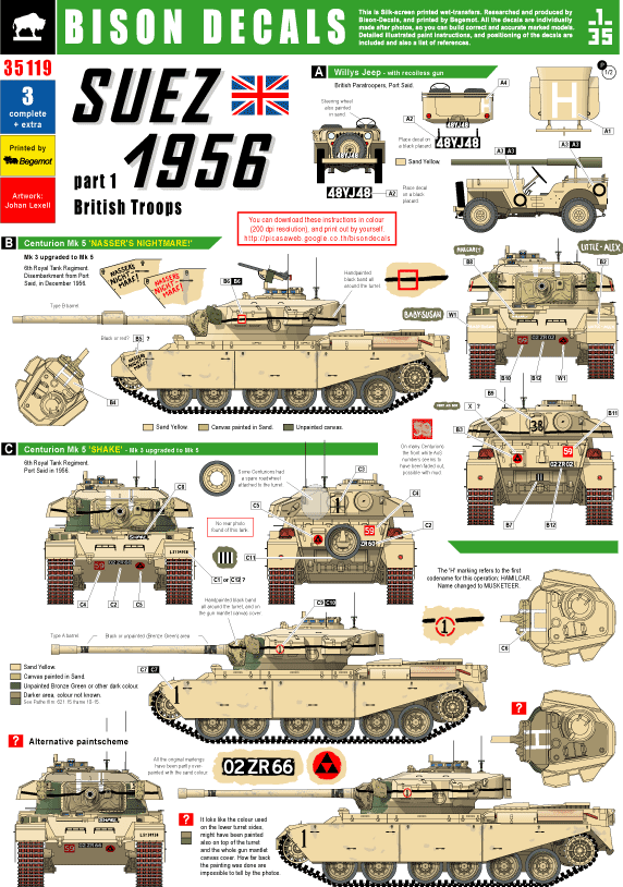 1/35 スエズ動乱1956デカールセット (#1) 英軍AFV