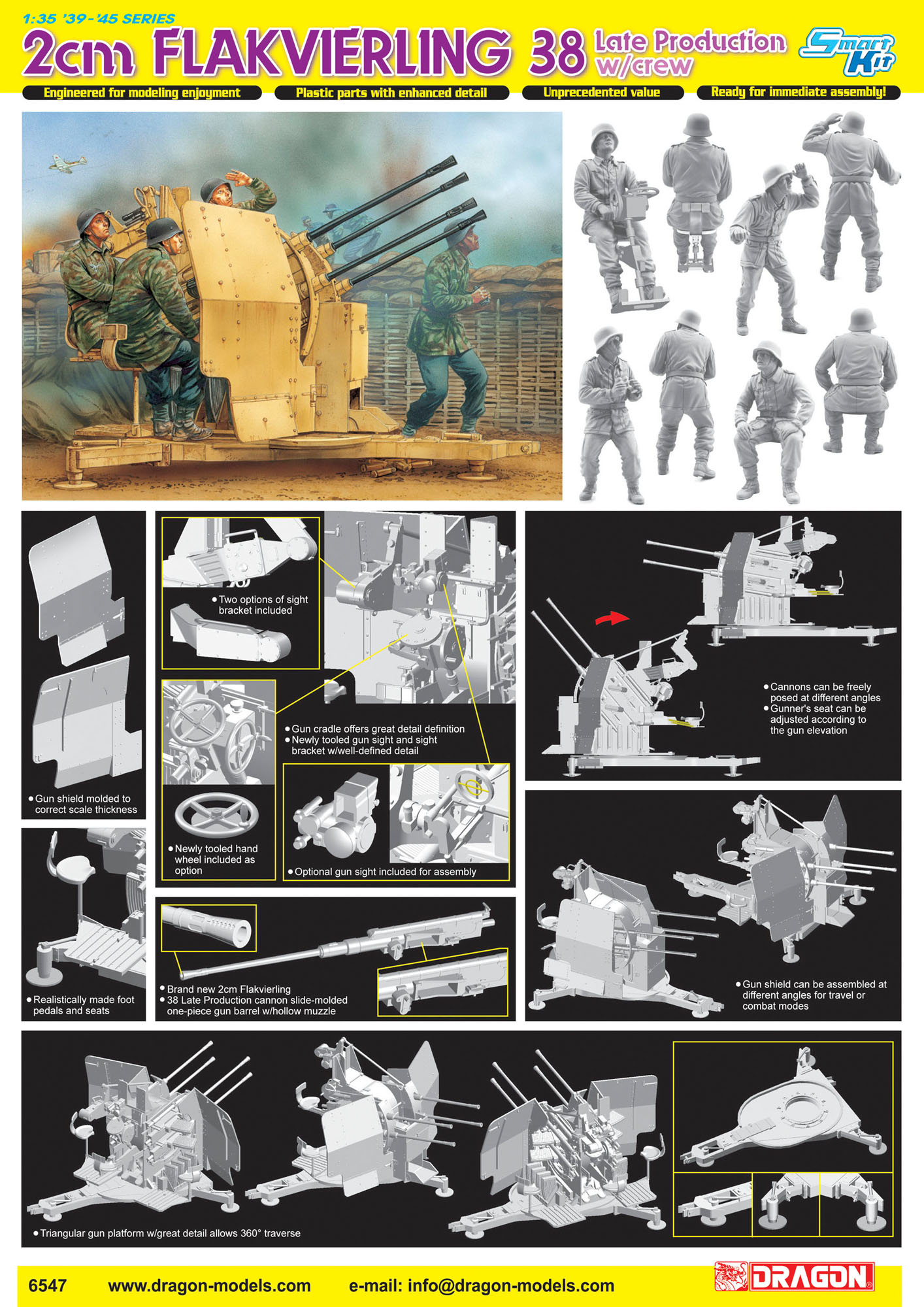 1/35 ドイツ FLAK38 四連装 2cm 対空砲後期型 w/クルー(スマートキット)
