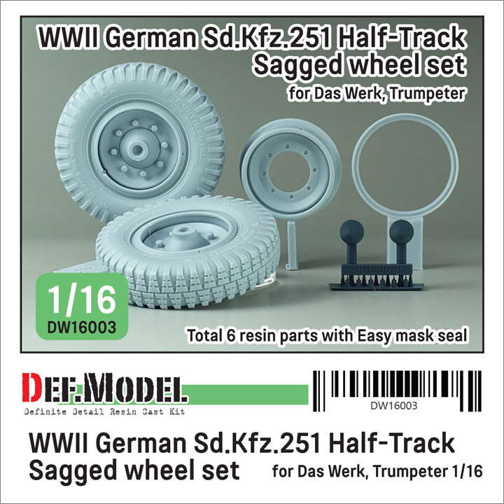 1/16 WW2 GERMAN Sd.Kfz. 251 Half Track Sagged Front Wheel set (f