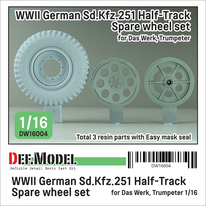 1/16 WW2 GERMAN Sd.Kfz. 251 Half Track Spare Wheel set (for Das