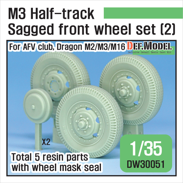 1/35 US M2/M3 Half-Track Sagged Front Wheel set(2) (for AFV club