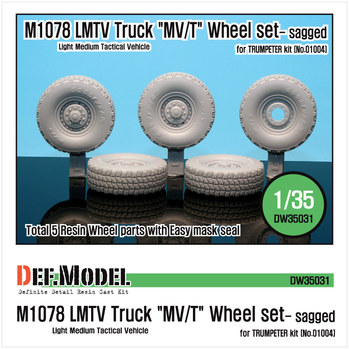 1/35 M1078 LMTV Truck "MV/T" Sagged Wheel set (for Trumpeter)