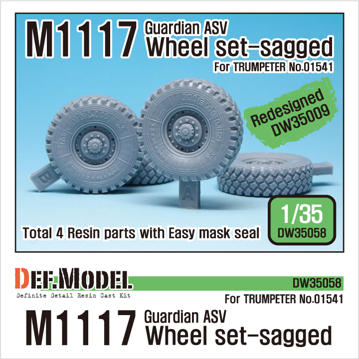 1/35 US M1117 Guardian ASV Sagged Wheel set (for Trumpeter)