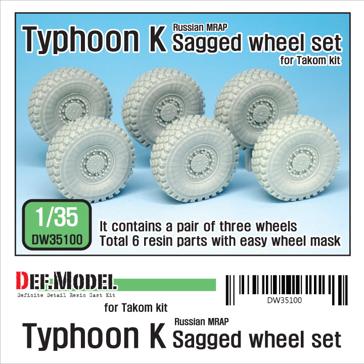 1/35 Russian 'Typhoon-K' Mrap Sagged Wheel set (for Takom)
