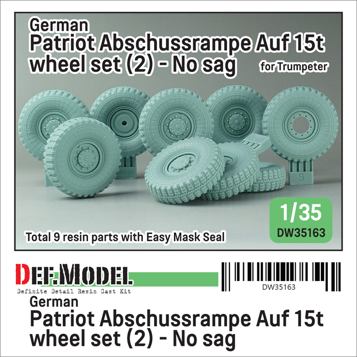 1/35 German Patriot Abschussrampe Auf 15t wheel set (2) - No sag
