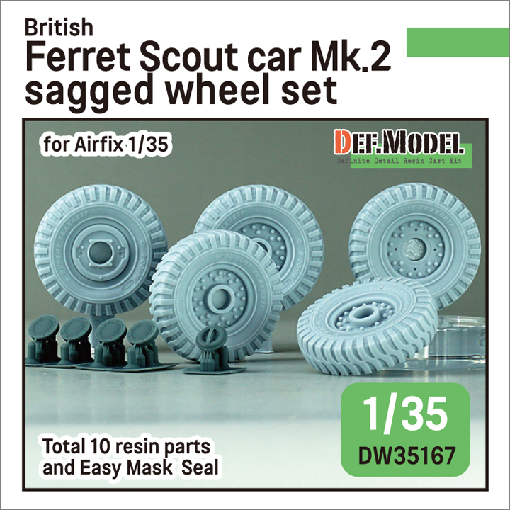 1/35 British Ferret Scout car Mk.2 Sagged Wheel set (for Airfix
