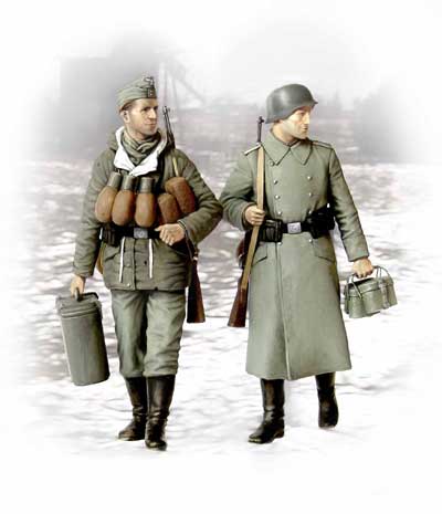 1/35 独歩兵2体・食料運搬シーン・防寒服