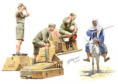 予約する　　1/35 独・DAKアフリカ軍団戦車兵3体+現地民間人1体+荷役ロバ