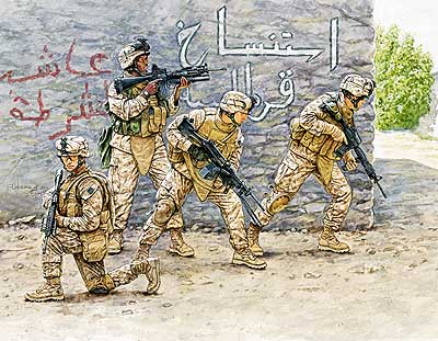 1/35 米・現用海兵隊4体・中東治安配備・多数装備品