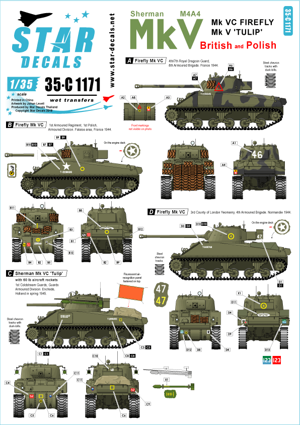 1/35 シャーマンMk V　英国とポーランドのMk V 'チューリップ'とMk VC ファイアフライ