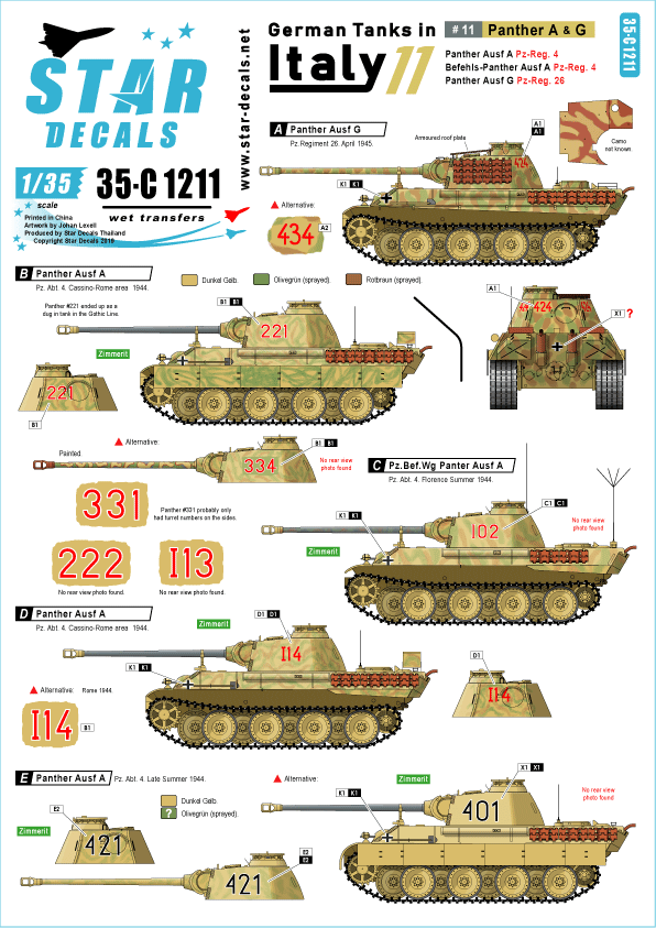 1/35 WWII 独 イタリア戦線のドイツ戦車＃11 パンターA型及びパンターG型初期型