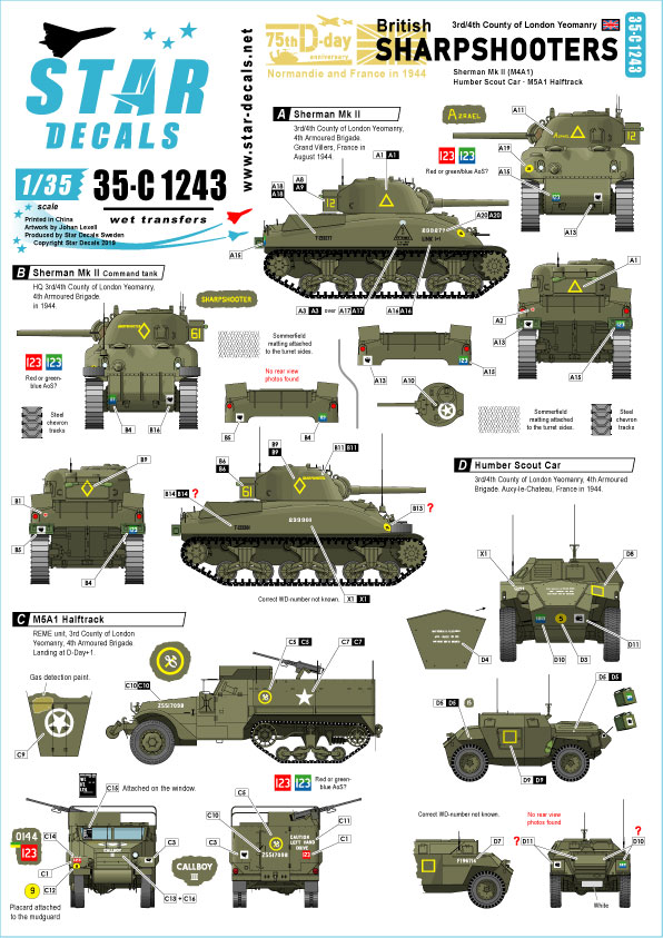 1/35 WWII ブリティッシュシャープシューターズ D-ディ75周年スペシャル 英軍シャーマンMkII他 - ウインドウを閉じる