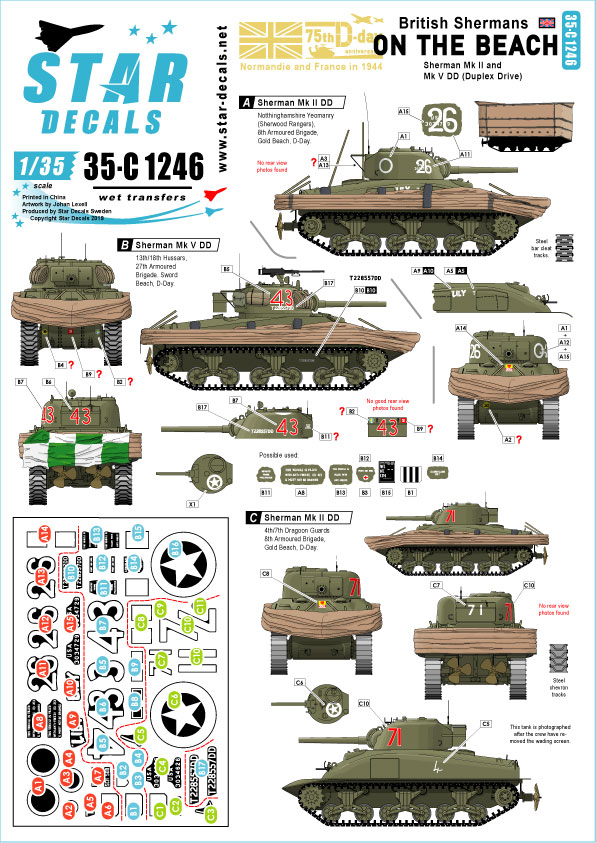 1/35 WWII 上陸直後の英軍シャーマン戦車 D-ディ75周年スペシャル DDシャーマン戦車MkI/V - ウインドウを閉じる