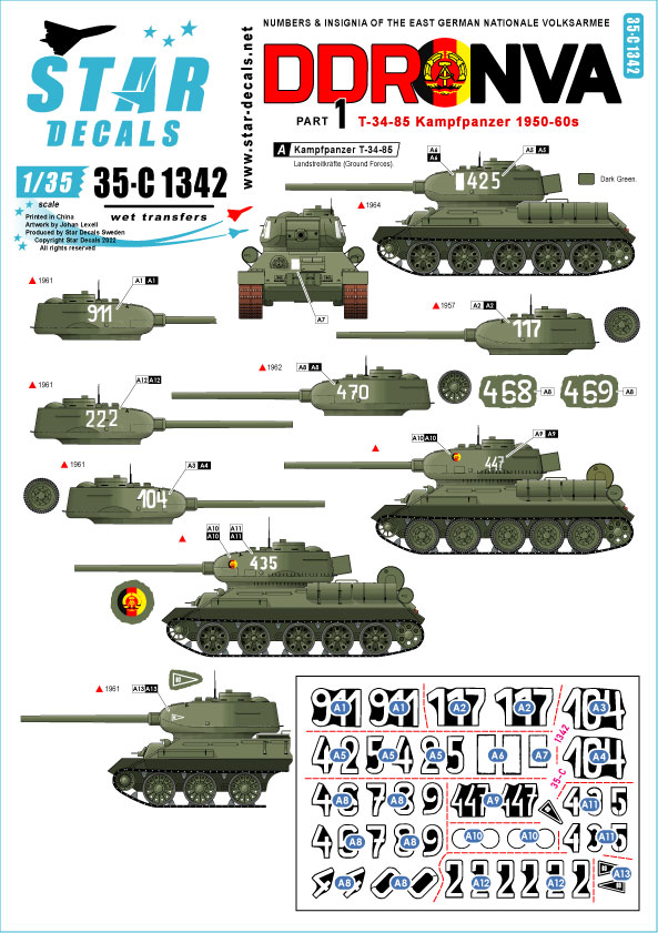 1/35 現用 東ドイツ国家人民軍＃1 T-34-85主力戦車1950〜60年代