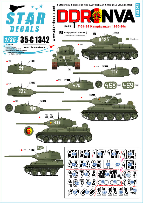 1/35 現用 東ドイツ国家人民軍＃1 T-34-85主力戦車1950〜60年代 - ウインドウを閉じる