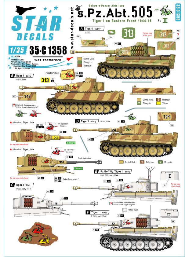 1/35 WWII ドイツ 東部戦線のタイガーI＃2 第505重装甲大隊 タイガーI重戦車/指揮戦車 初期/中期生産型(1943