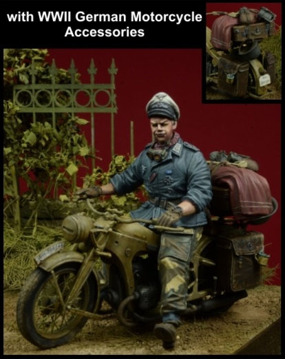 1/35 WWII独 ヘルマンゲーリング師団 バイクに乗る将校+バイクアクセサリーセット