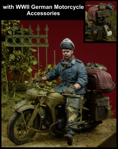 1/35 WWII独 ヘルマンゲーリング師団 バイクに乗る将校+バイクアクセサリーセット - ウインドウを閉じる