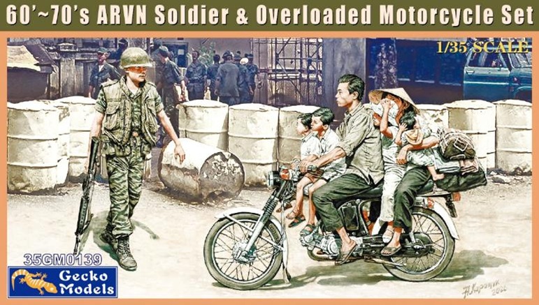 予約する　　1/35 ARVN (ベトナム共和国陸軍) 兵 & "定員オーバー"バイク 60年代～70年代
