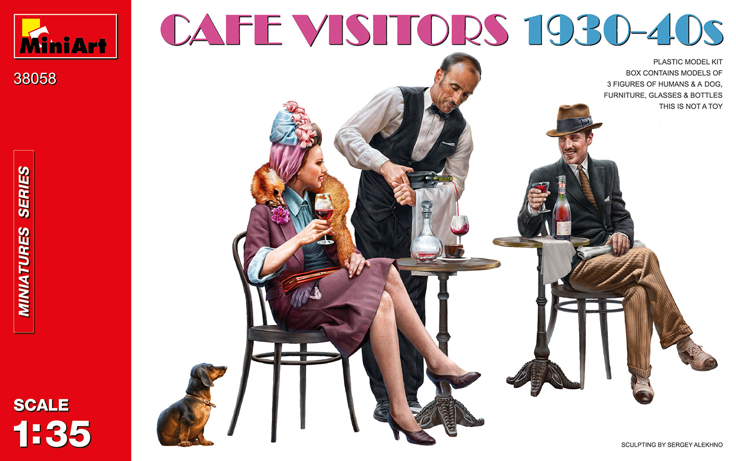 予約する　　1/35 カフェの客1930-40年代 フィギュア3体&犬1匹