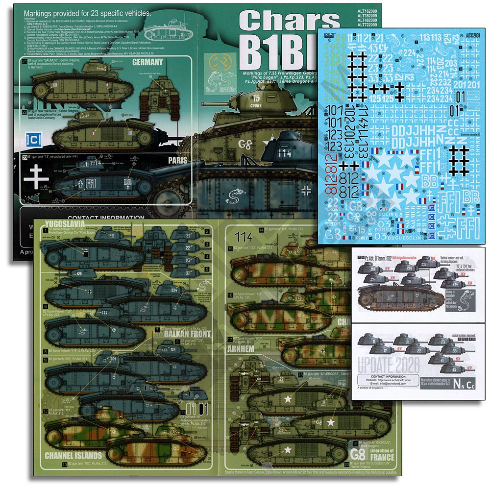 1/35 WWII ドイツ 鹵獲B1 bis戦車 第7SS義勇山岳師団/第223重戦車中隊/第213戦車大隊/第657戦車猟兵大