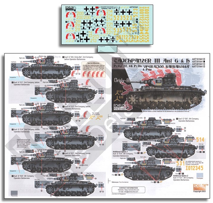 1/35 WWII ドイツ第4装甲師団のIII号潜水戦車G型&H型 バルバロッサ作戦前後 - ウインドウを閉じる