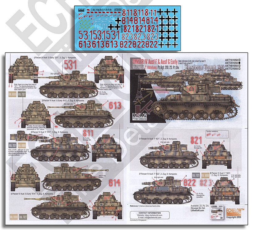 1/35 WWII ドイツ 第23装甲師団第2大隊のIV号戦車F型&G型初期生産型
