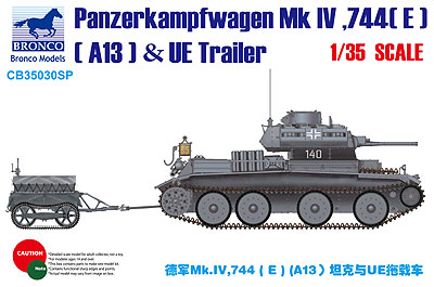 1/35 独A13巡航戦車744(E)鹵獲車両+UE用カーゴトレーラー