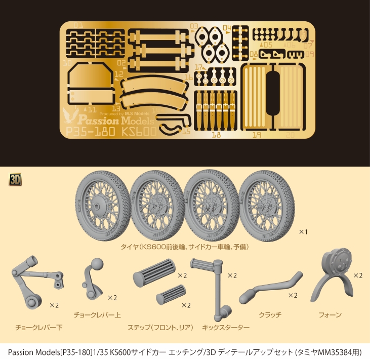 1/35 KS600サイドカー エッチング/3D ディテールアップセット[対応キット:MM35384用]