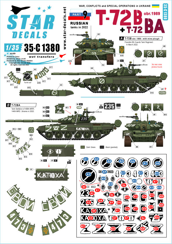 1/35 現用 ウクライナの戦争＃9 ロシア軍のT-72B(Mod.1989)/T-72BA主力戦車(2022年)