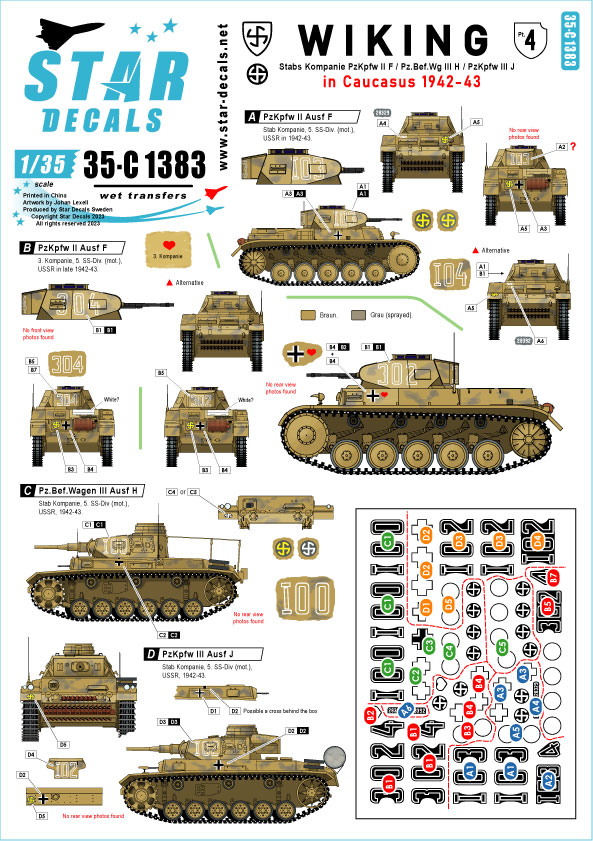 1/35 WWII ドイツ ヴィーキング師団＃4 第5SS装甲師団司令部中隊のII号戦車F型/III号指揮戦車H型/III号戦車