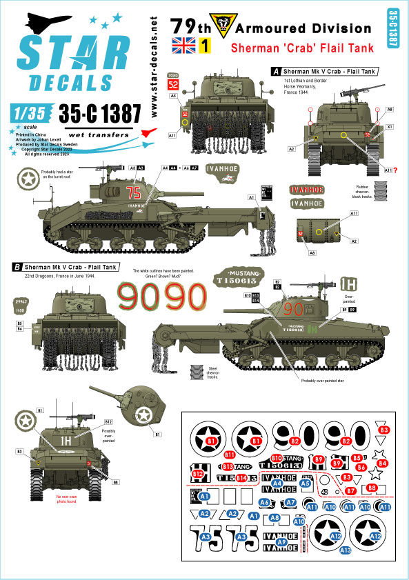 1/35 WWII イギリス シャーマン"クラブ"フレイル地雷処理戦車 第79機甲師団のシャーマンMk.V改造車 - ウインドウを閉じる