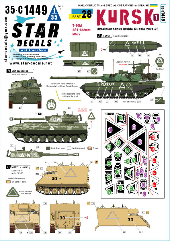 1/35 現用 ウクライナの戦争＃28 クルスク(1) ロシア領内のウクライナ軍戦車 2024-25 T-90M/2S1 122