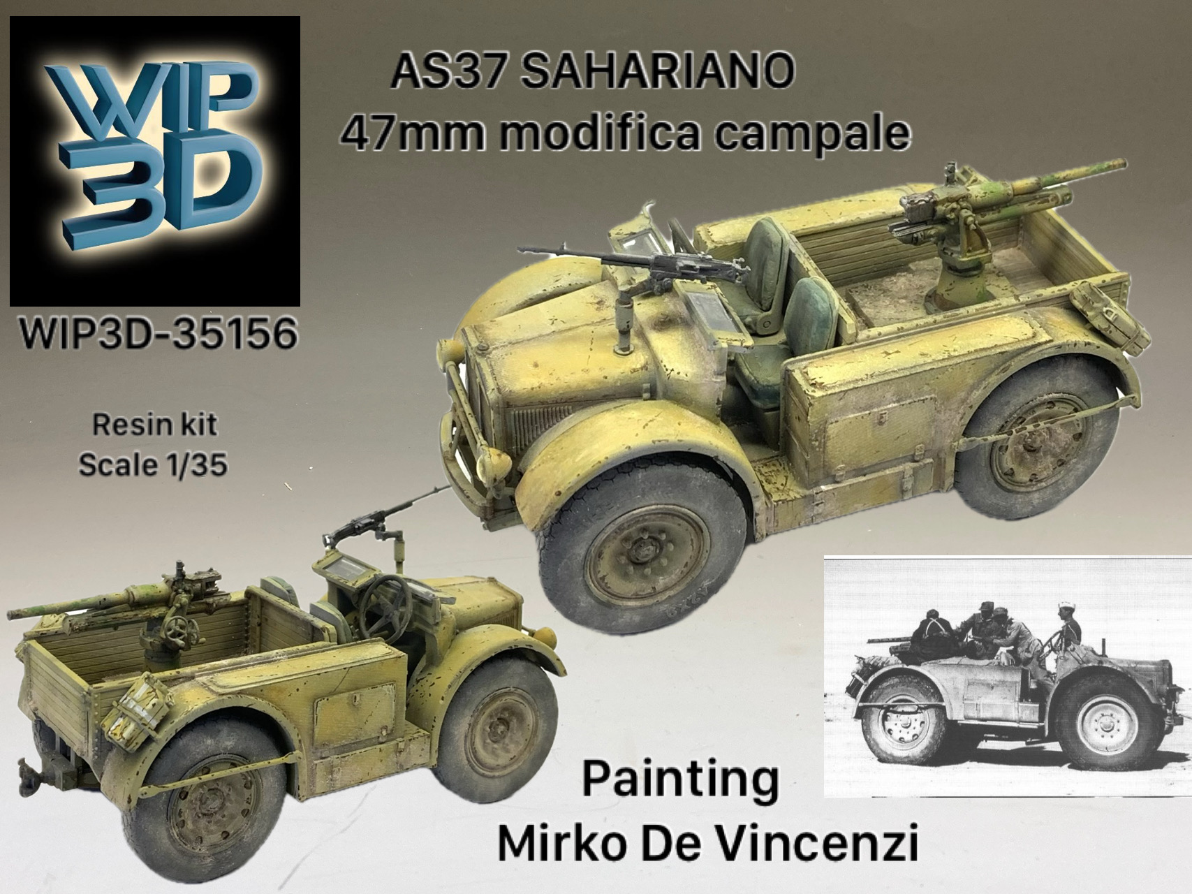 1/35 イタリア軍 AS37 サハリアーナ 偵察車 47mm野戦改修型