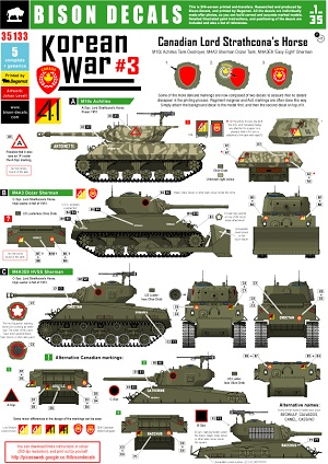 1/35 朝鮮戦争時のカナダ軍AFVデカールセット ロード･ストラスコナズホース