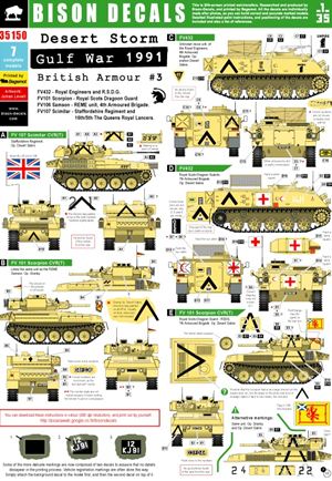 1/35 湾岸戦争/砂漠の嵐作戦の英軍デカールセット(#3)FV432､FV101スコーピオン､FV107シミター等