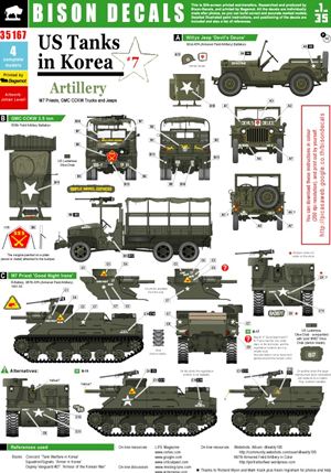 1/35 朝鮮戦争時の米軍戦車デカールセット#7 M7プリースト､GMC CCKW、Jeep