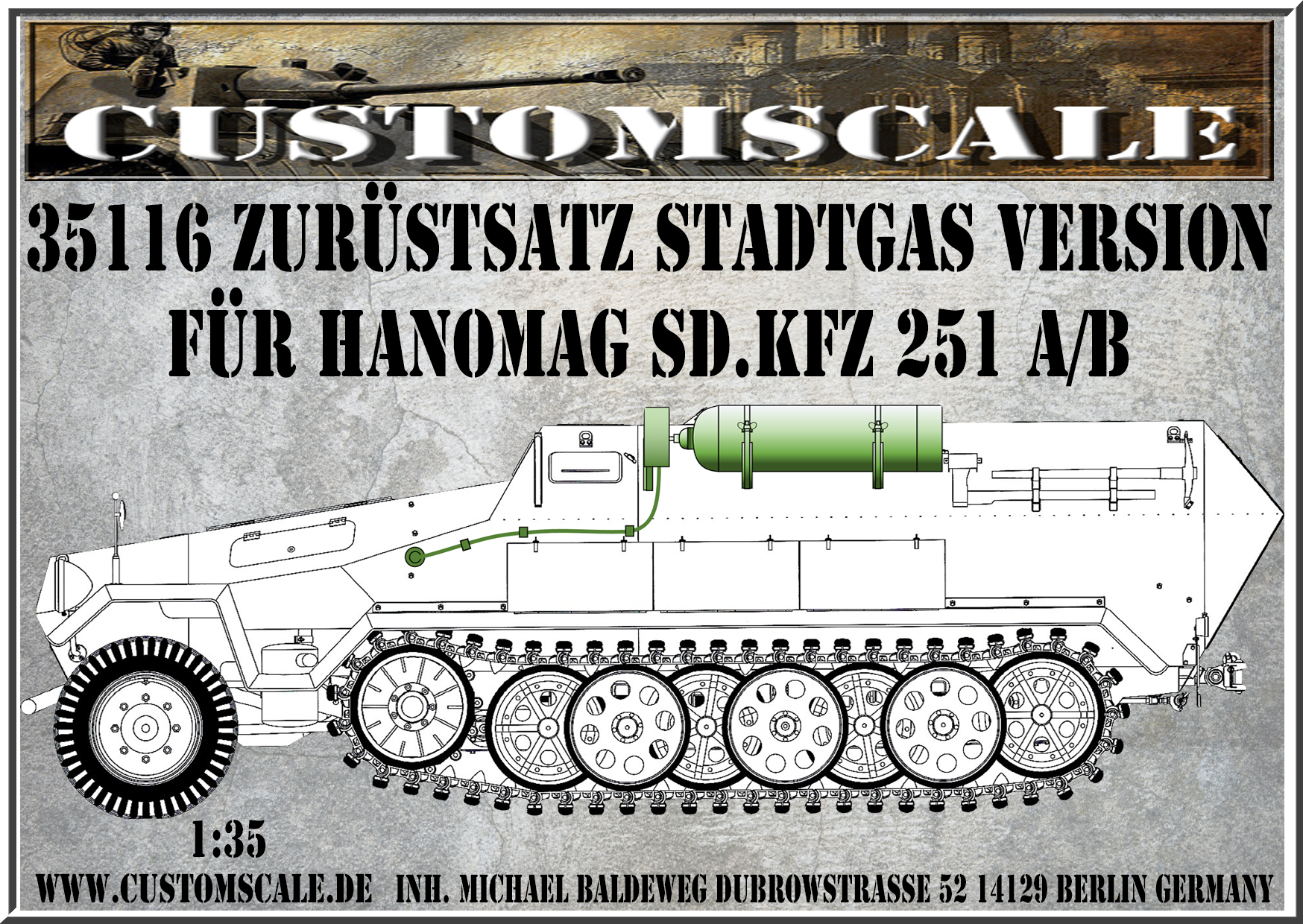 1/35 ドイツ Sd.Kfz.251 A/B用 液化ガス燃料車コンバージョンセット - ウインドウを閉じる