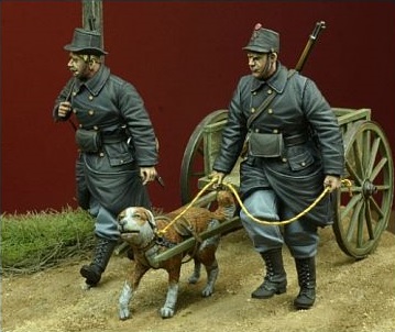 1/35 WWI ベルギー ドッグカート&歩兵 w/オチキス機関銃