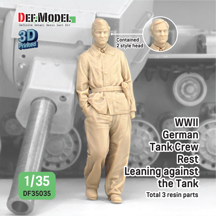 1/35 WWII German Tank crew rest leaning against the Tank