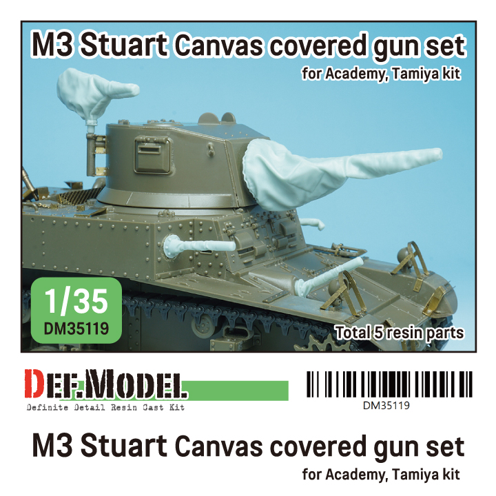 1/35 WWII US M3 Stuart Canvas covered gun set for Academy, Tamiy