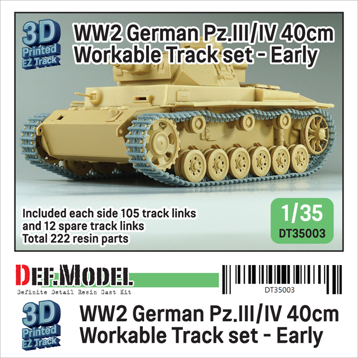 1/35 WW2 Pz.III/IV 40cm Workable Track set - Early type (for Pz