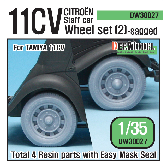 1/35 11CV Staff car Sagged Wheel set (2) (for Tamiya)
