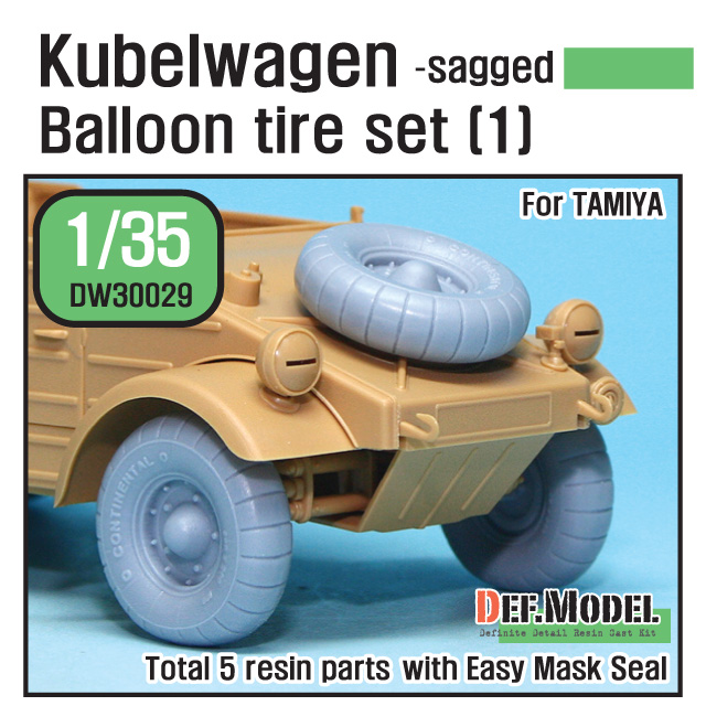 1/35 WWII Kubelwagen Balloon Tire set (1)- sagged (for Tamiya)