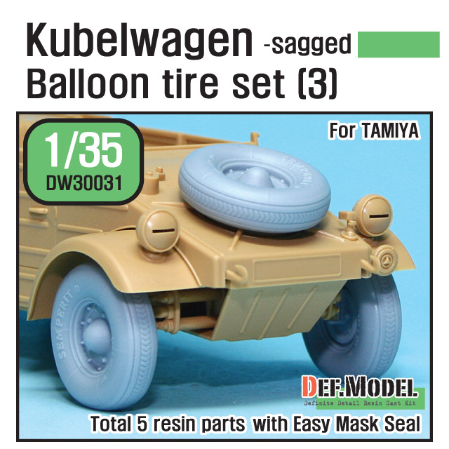 1/35 WWII Kubelwagen Balloon Tire set (3)- sagged (for Tamiya)
