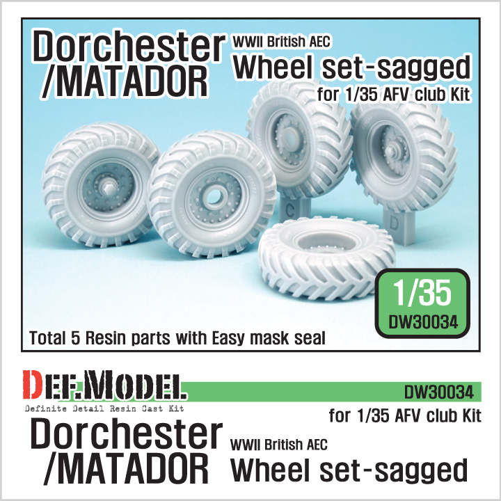 1/35 WW2 British AEC Dorchester / Matador Sagged Wheel set (for