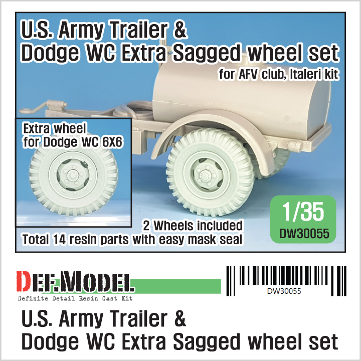 1/35 US Army Trailer & Dodge WC Extra Sagged Wheel set (for AFVc