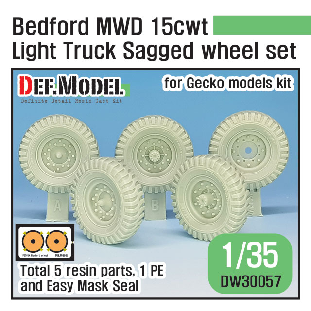1/35 British Bedford MWD 15cwt Truck Sagged wheel set (for Gecko